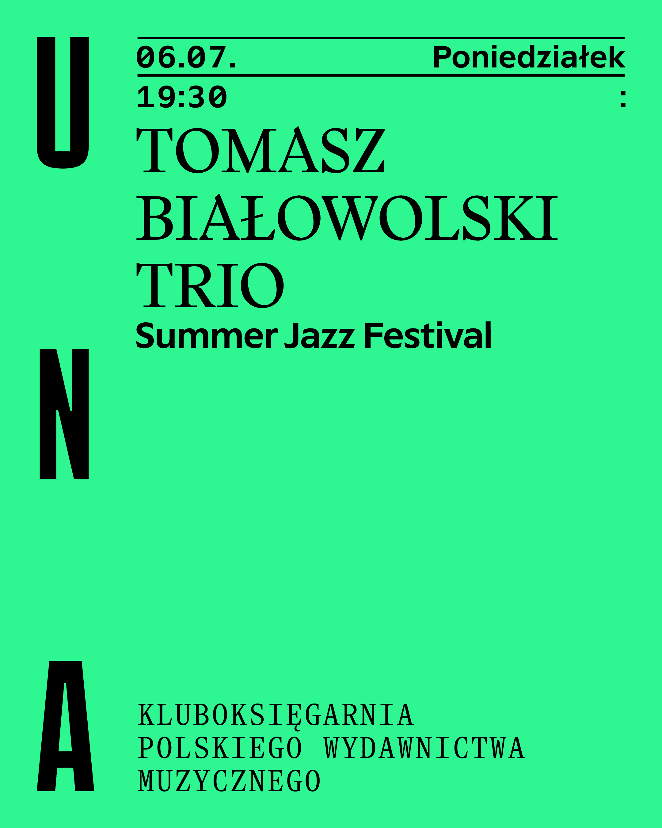 Event poster: Tomasz Białowolski Trio