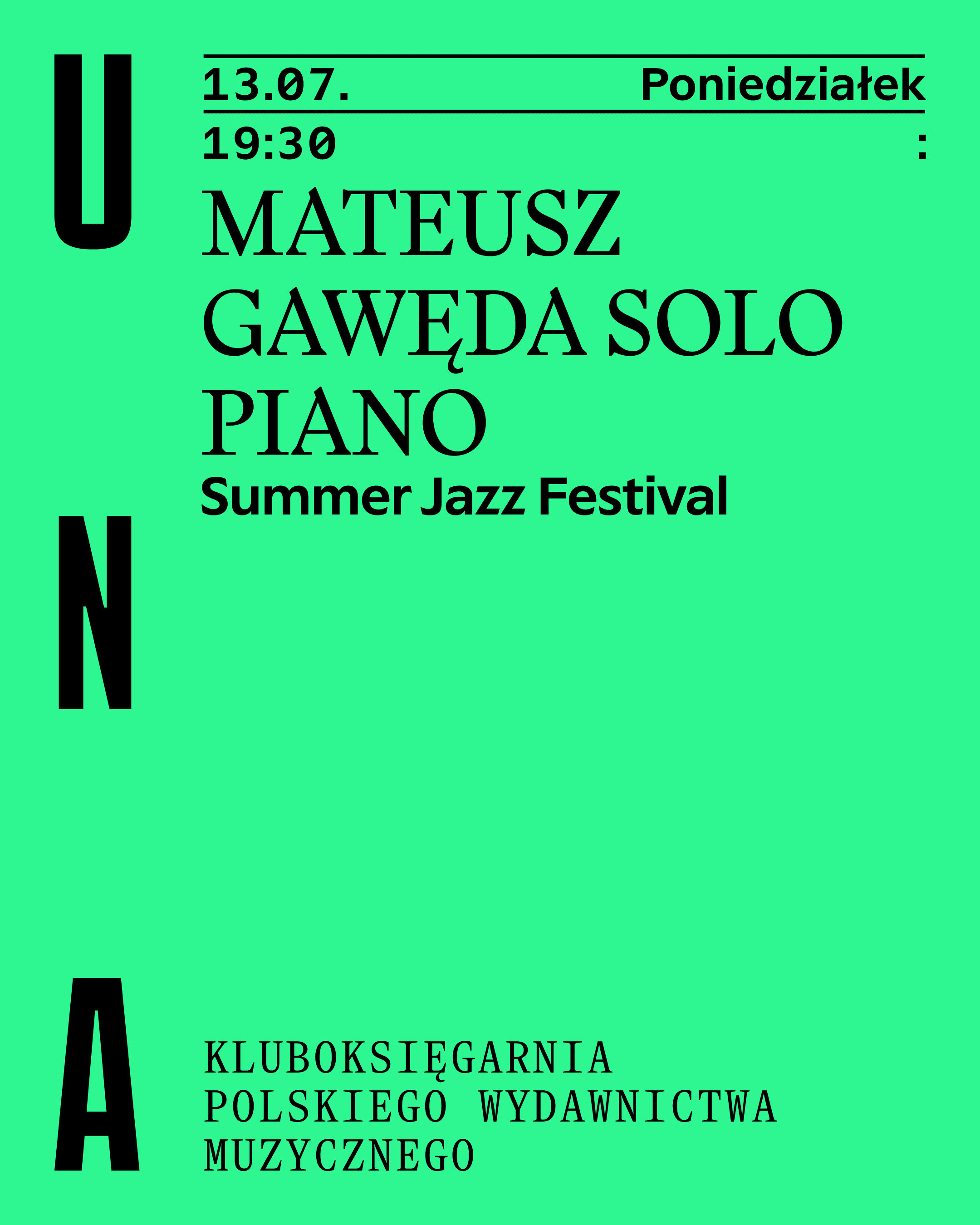 Event poster: Mateusz Gawęda Solo Piano