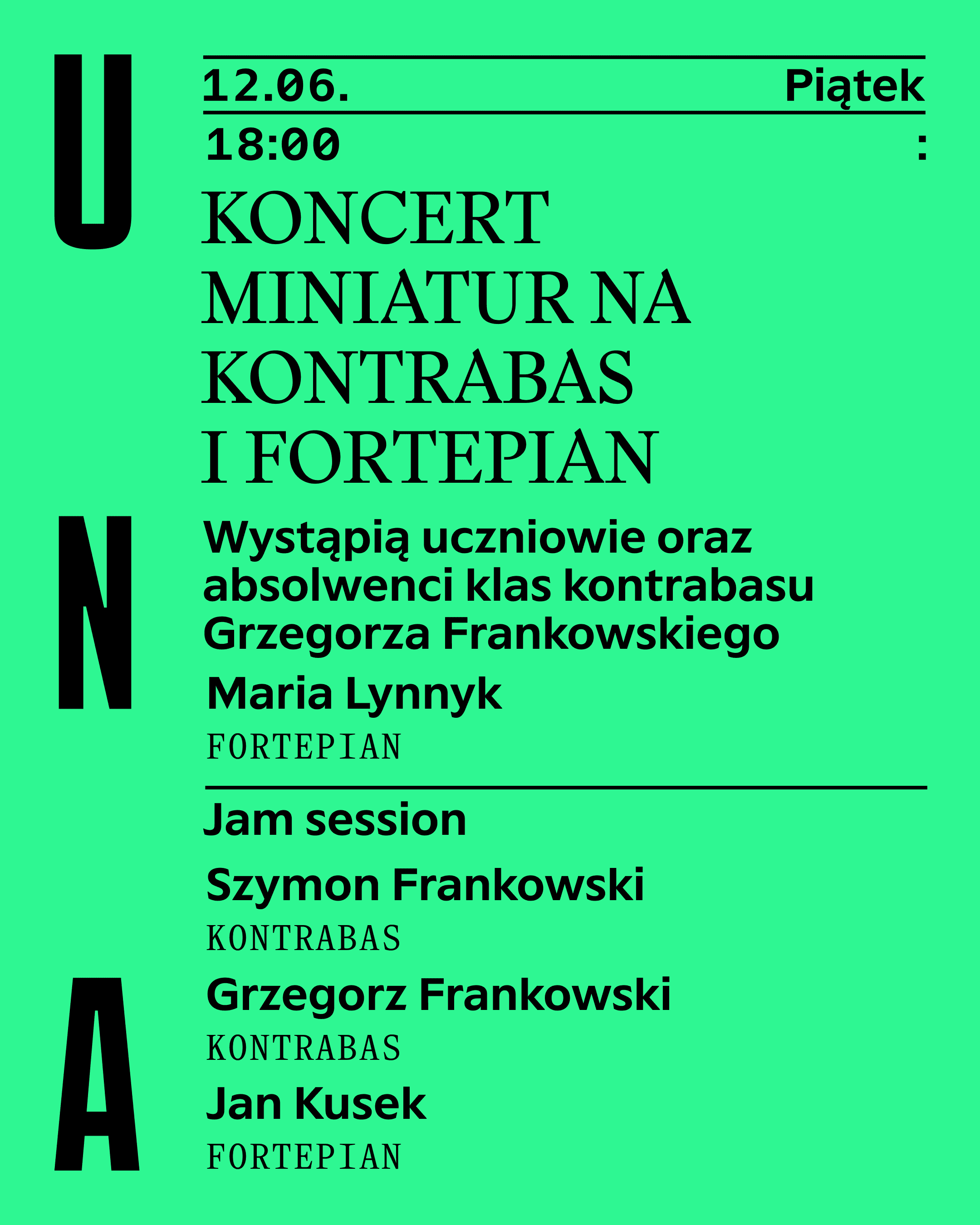Plakat wydarzenia: Koncert miniatur na kontrabas i fortepian